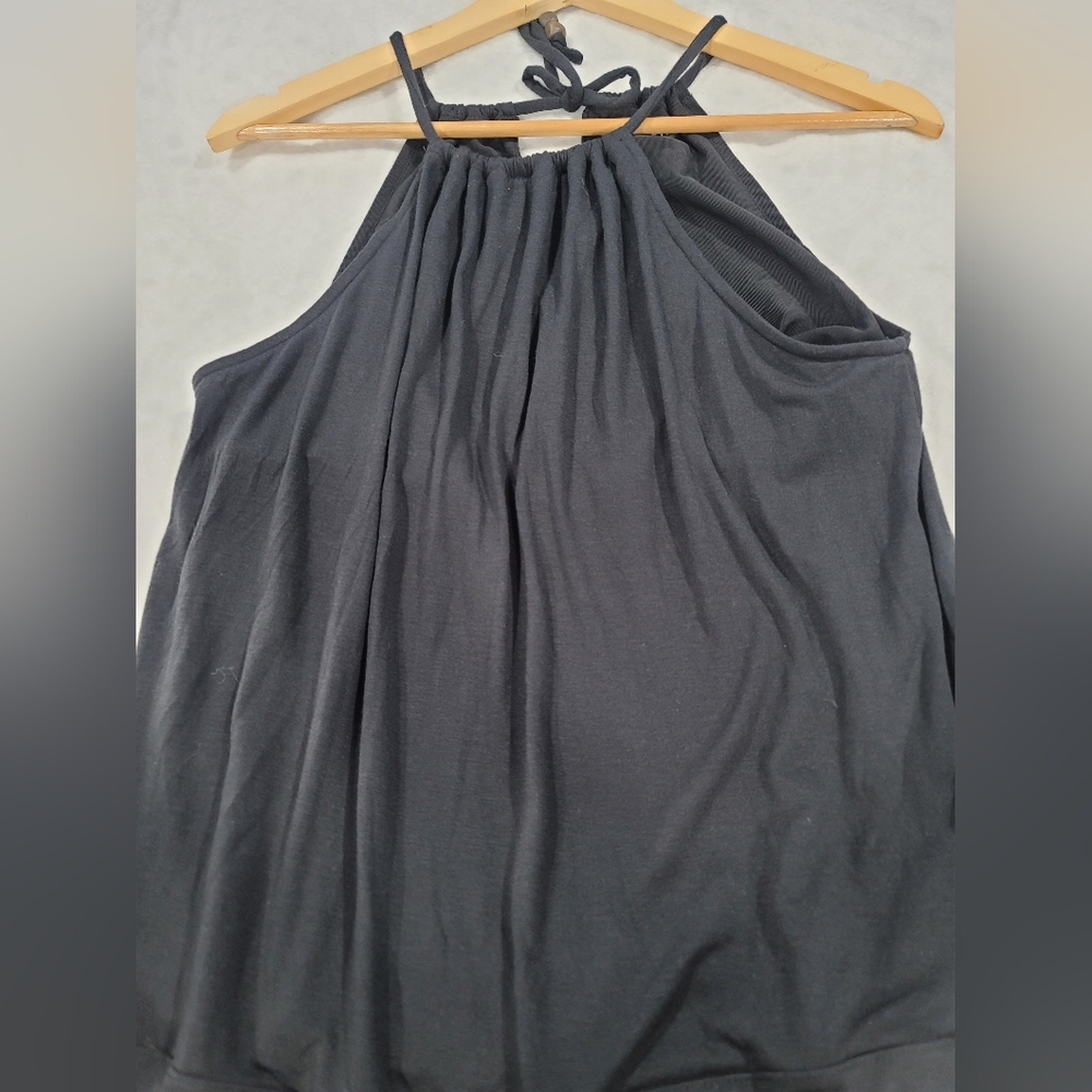 Athleta Women Black Halter Maxi Dress Size L Adjustable Waist Casual Travel Summ - Picture 14 of 16